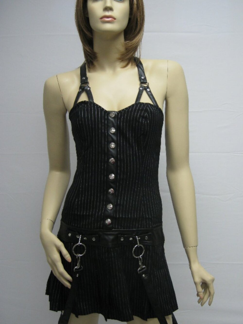 Lip Service Gothic Halloween Striped Mini Dress Sexy Rock Black White Punk NEW
